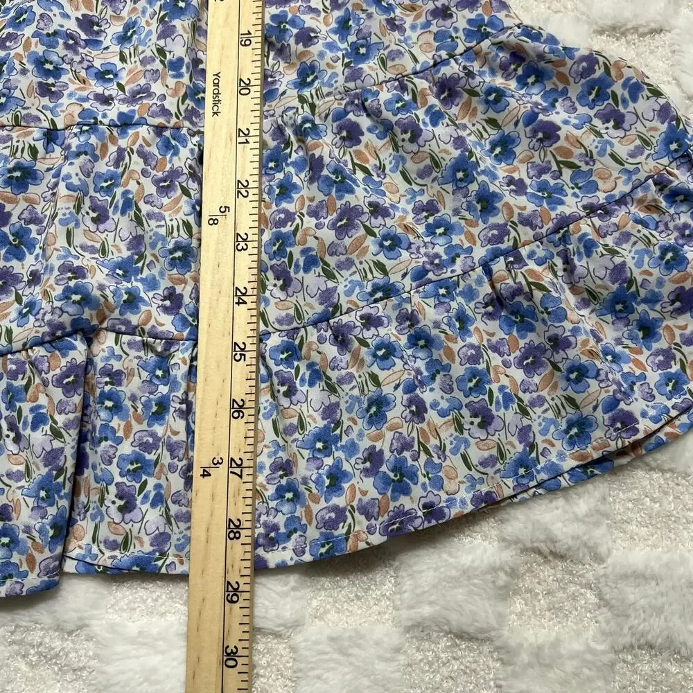 Hayden Girls Size S Blue Tiered Ruffle Sleeve Dress Square Neck